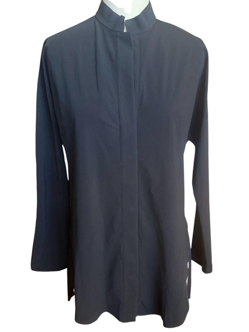 Woman’s ADAY Blouse Black Mandarin Collar Tunic - Picture 2 of 10